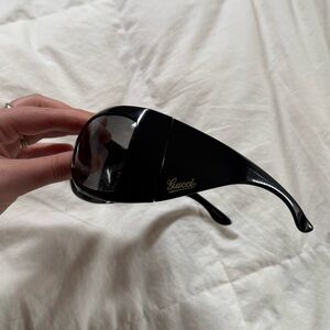 Gucci Black Oversized Sunglasses with Gold Logo